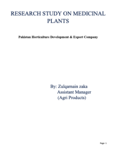 Research Study on Medicinal Plants