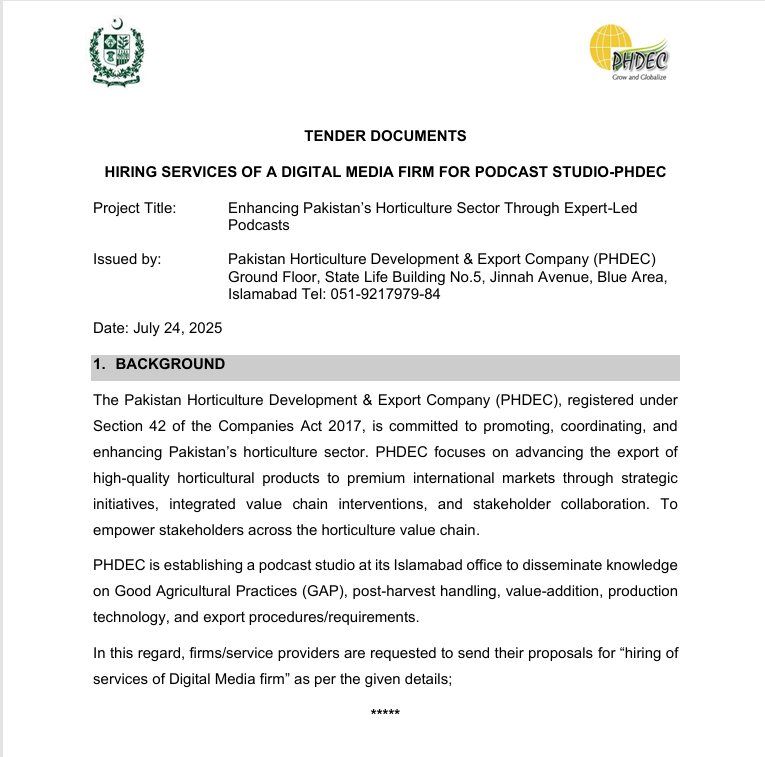 Tender Document Digital Media Services Podcast