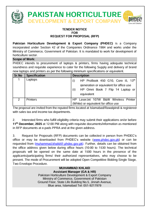 Procurement of Laptops & Printers